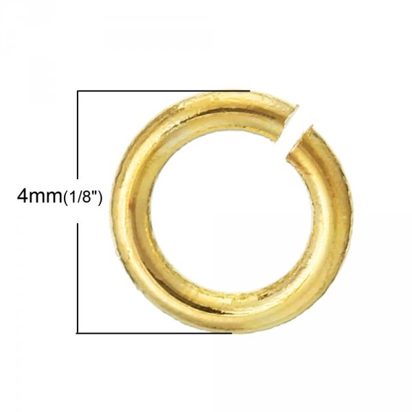 10 an&eacute;is de jun&ccedil;&atilde;o abertos 04 mm banhados a ouro 18K N&deg;01