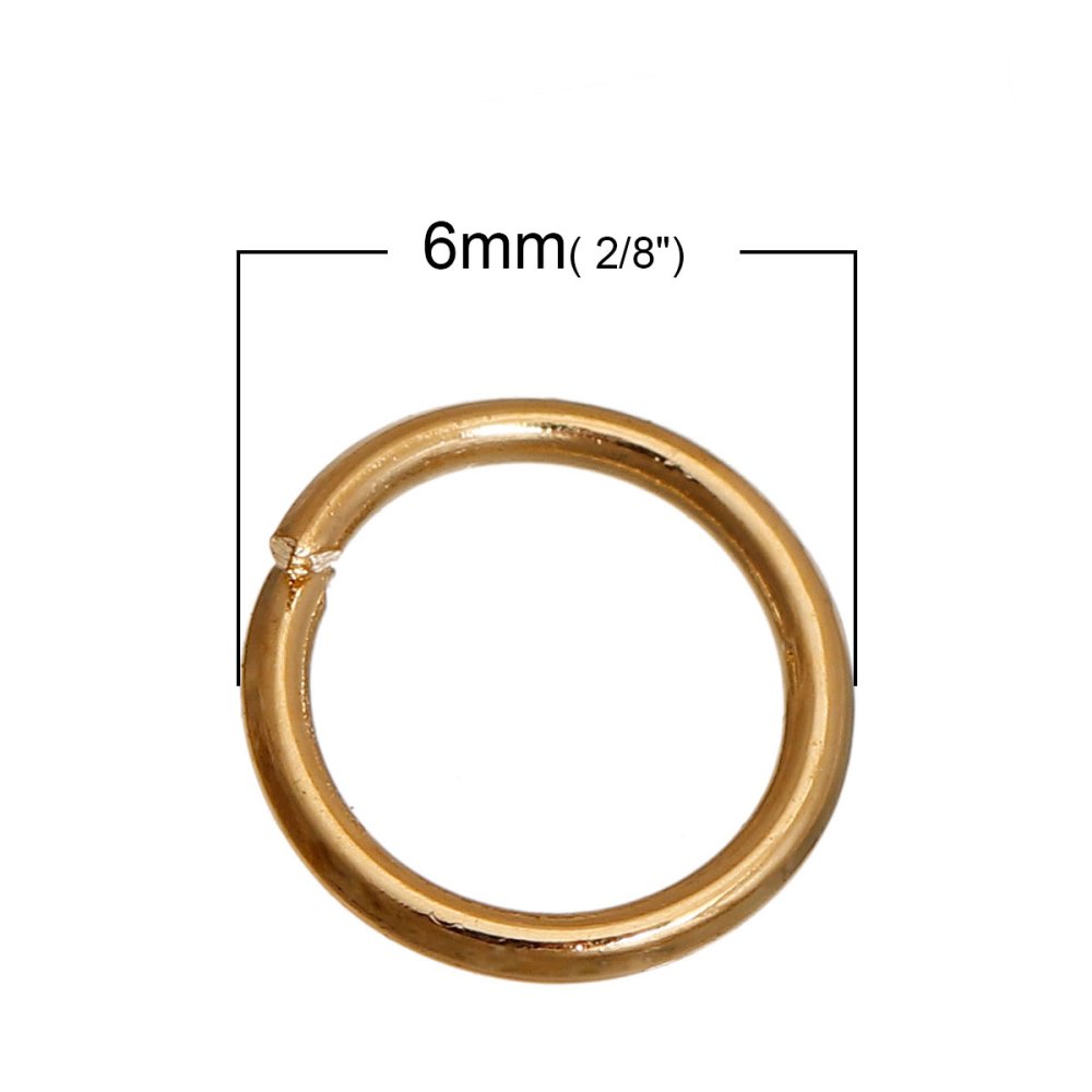 10 Anéis de Junção Abertos 06 mm 01 Banhado a Ouro 14K
