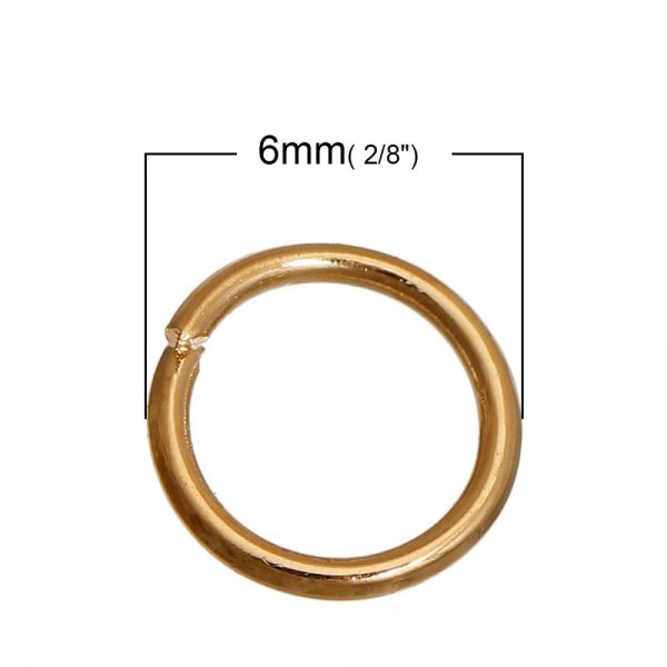 10 An&eacute;is de Jun&ccedil;&atilde;o Abertos 06 mm 01 Banhado a Ouro 14K