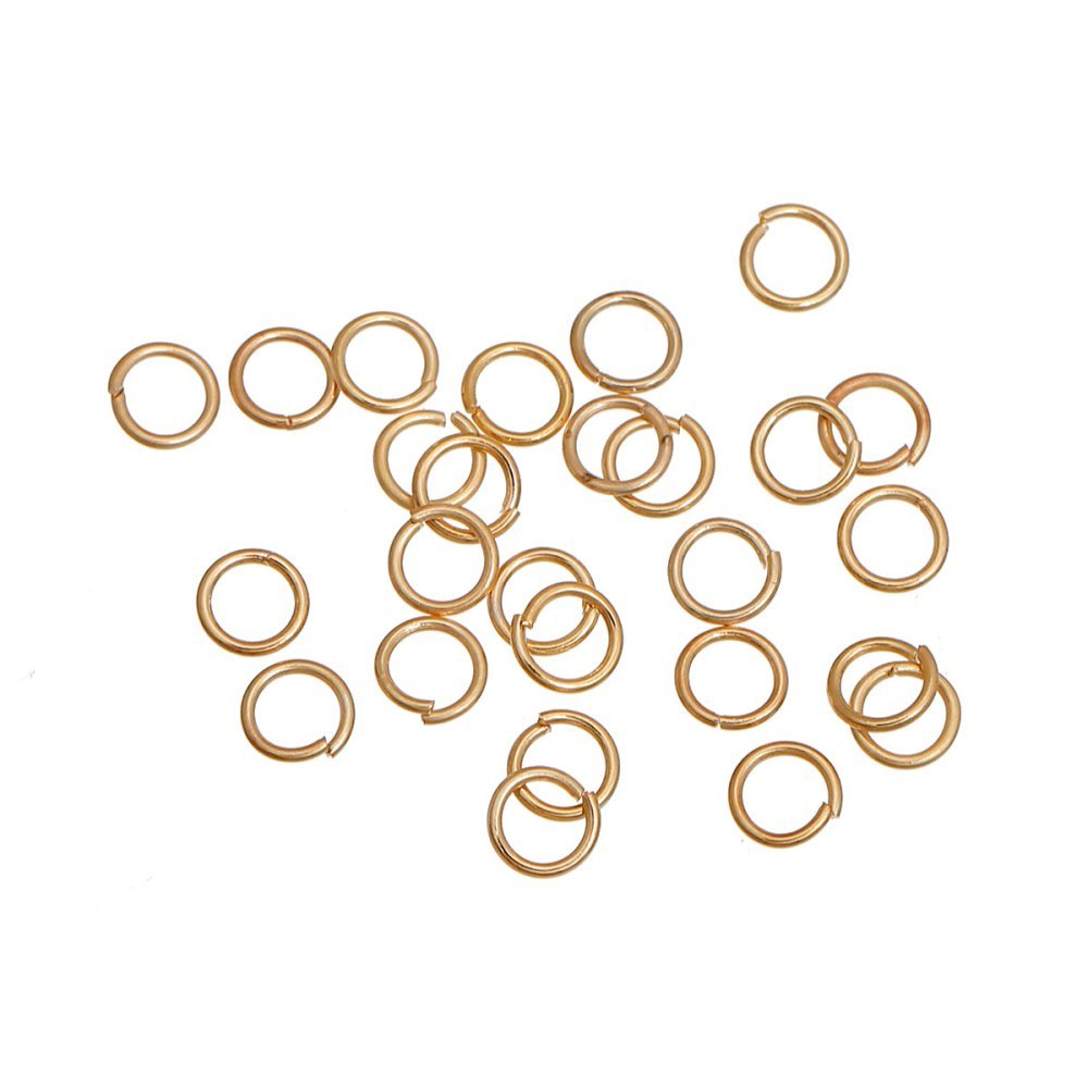 10 Anéis de Junção Abertos 06 mm 01 Banhado a Ouro 14K