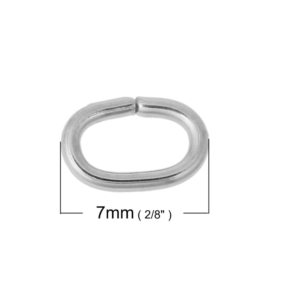 10 Anéis de junção ovais abertos 07 X 5 mm Aço inoxidável