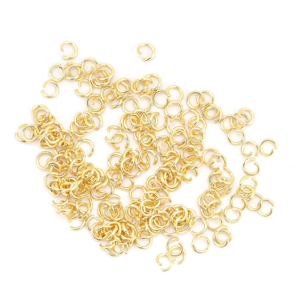 10 Anéis de junção abertos 04 mm Aço inoxidável banhado a ouro n.º 02
