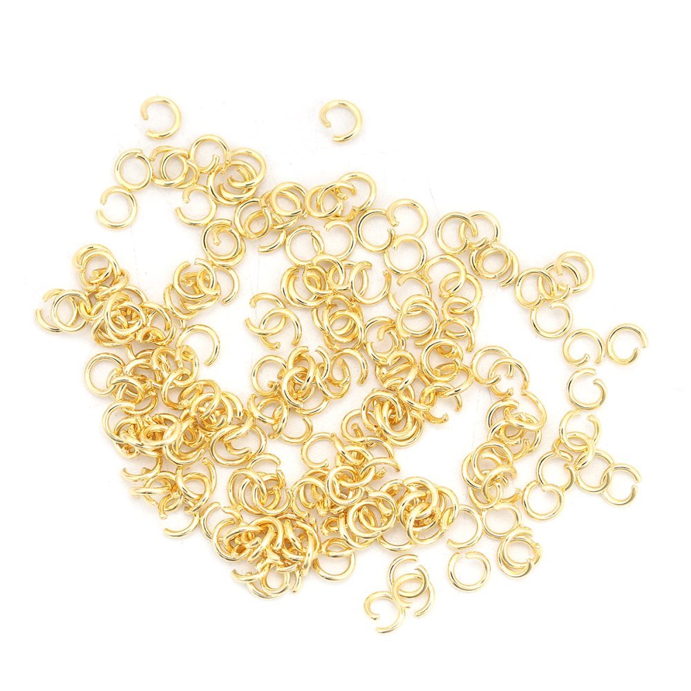 10 Anéis de junção abertos 04 mm Aço inoxidável banhado a ouro n.º 02