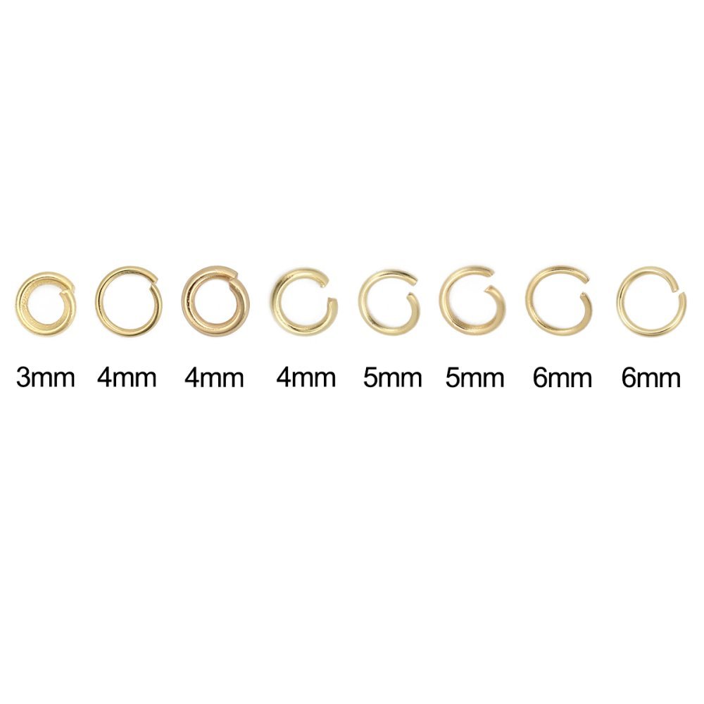 10 Anéis de junção abertos 04 mm Aço inoxidável banhado a ouro n.º 02