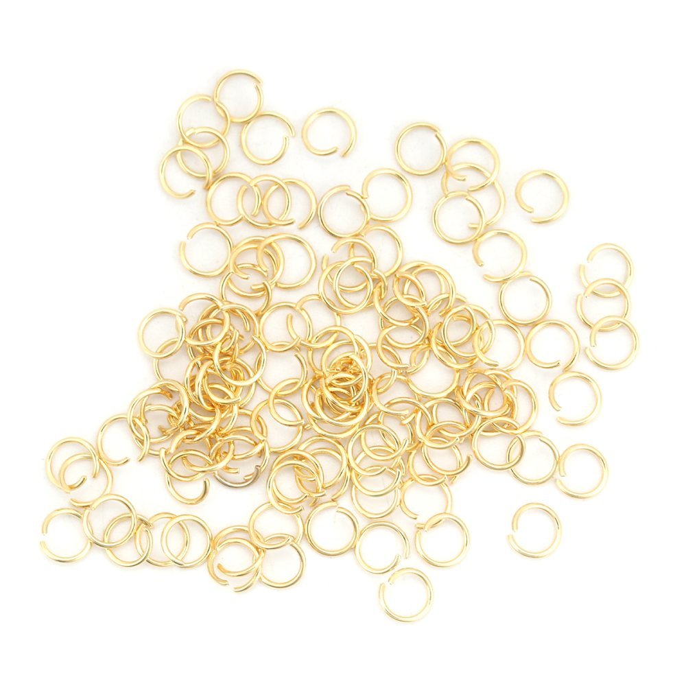 10 Anéis de junção abertos 05 mm Aço inoxidável banhado a ouro