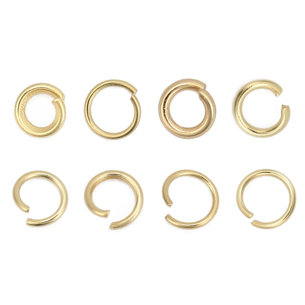 10 Anéis de junção abertos 05 mm Aço inoxidável banhado a ouro