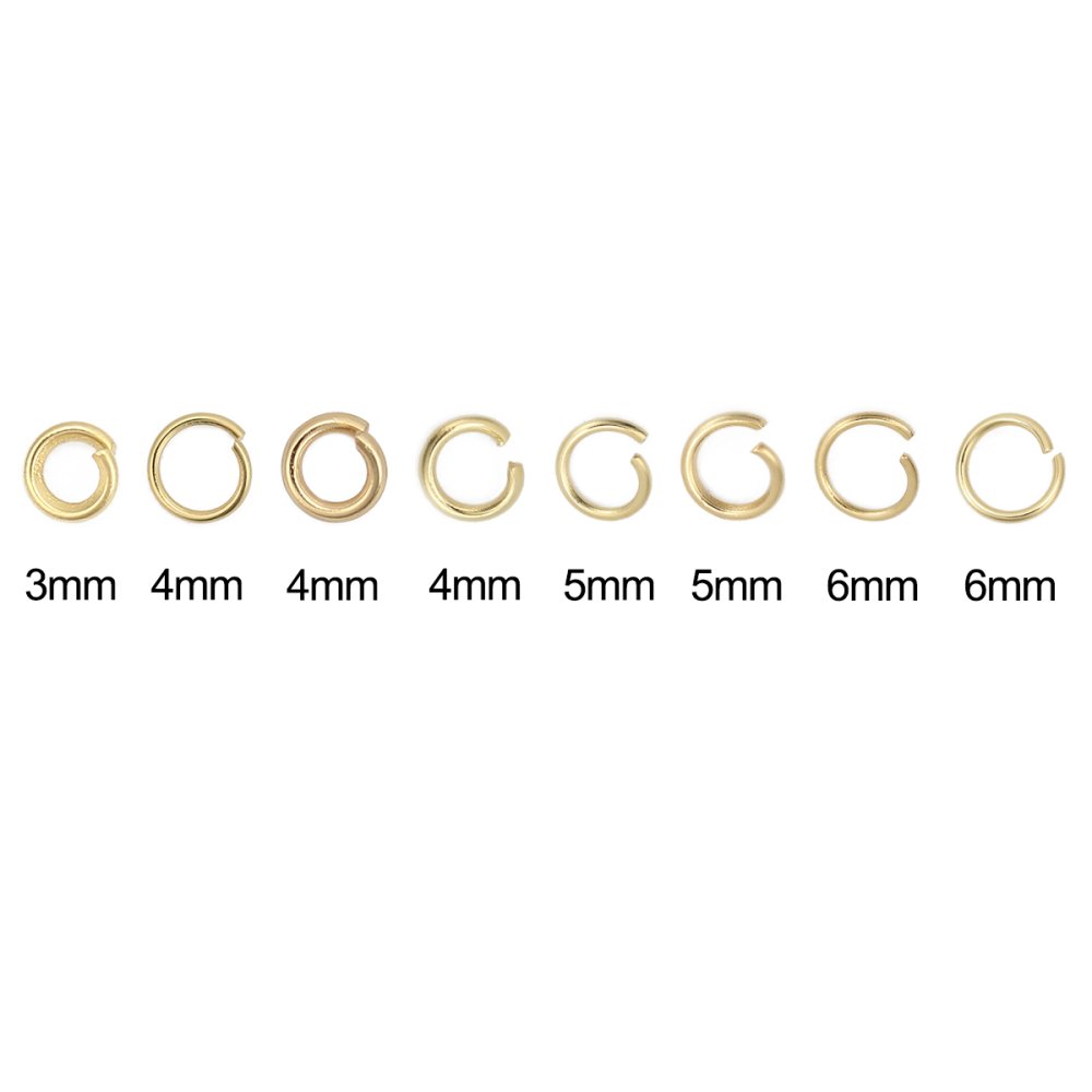 10 Anéis de junção abertos 05 mm Aço inoxidável banhado a ouro