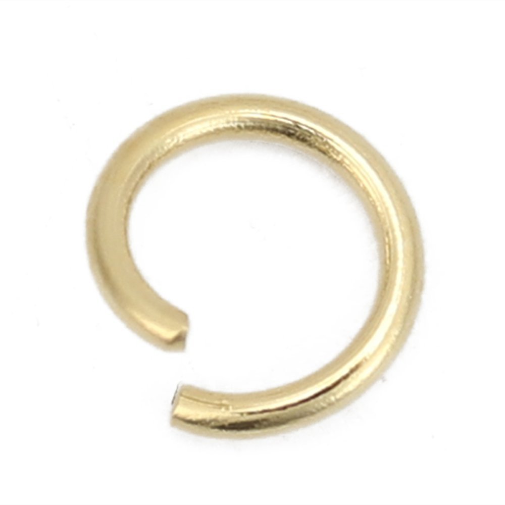 10 Anéis de junção abertos 05 mm Aço inoxidável banhado a ouro n.º 02