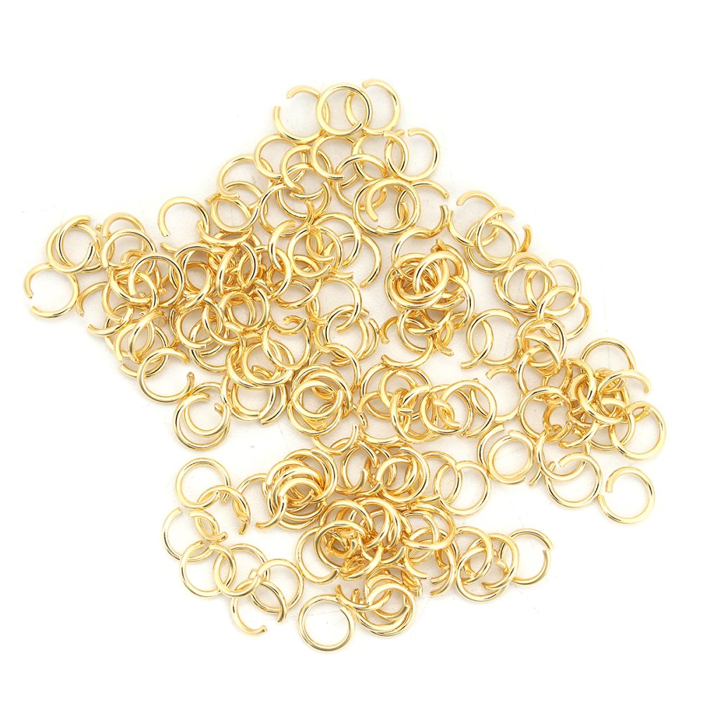 10 Anéis de junção abertos 05 mm Aço inoxidável banhado a ouro n.º 02