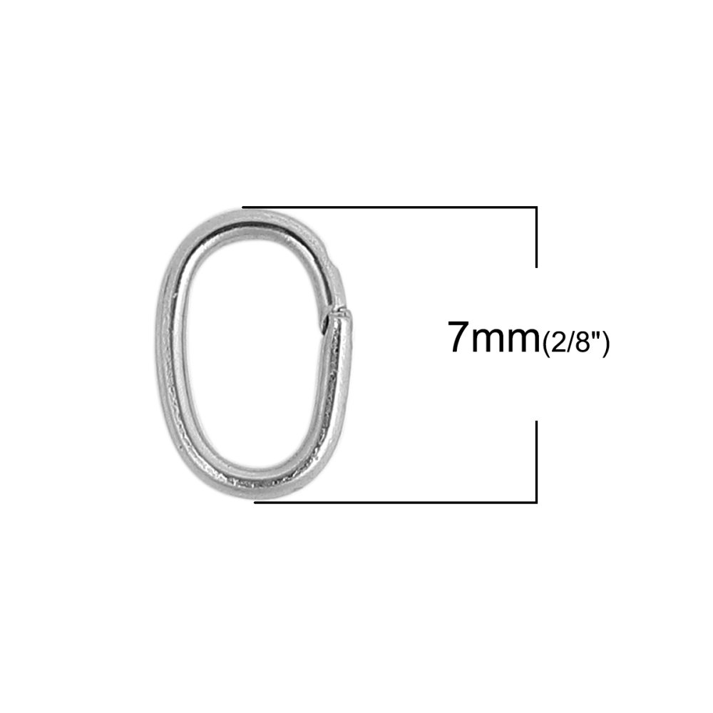 10 Anéis de junção ovais abertos 07 X 4 mm Aço inoxidável