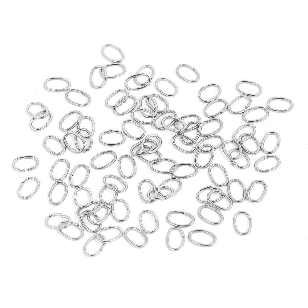 10 Anéis de junção ovais abertos 07 X 4 mm Aço inoxidável