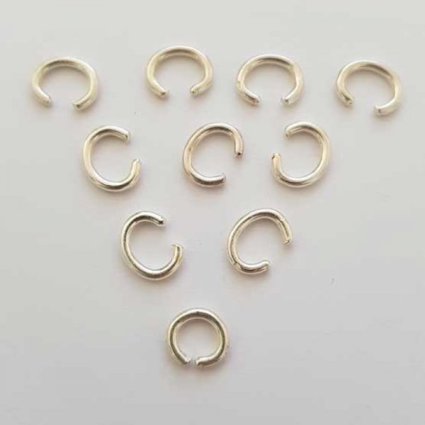 10 Anneaux de jonction ouvert 08 mm En Zamak ( plaqu&eacute; Argent)