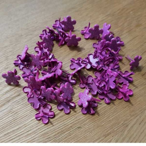 10 Attaches Parisiennes Fleurs paillet&eacute;es dor&eacute; 01- 12 mm