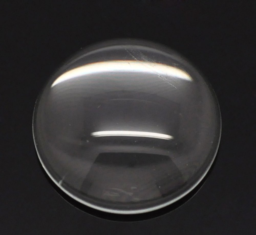 10 Cabochões redondos de 18 mm em vidro transparente rebarbado N°07