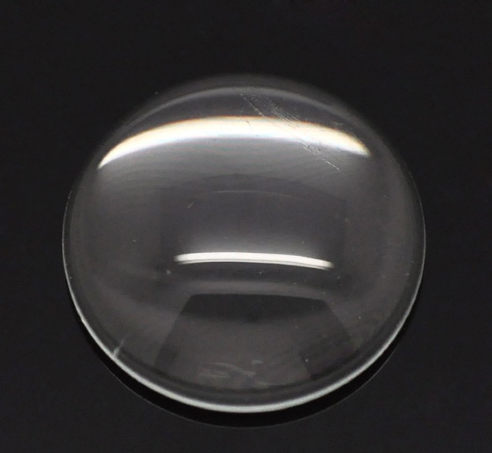 10 Cabochões redondos de 18 mm em vidro transparente rebarbado N°07
