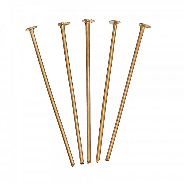 10 Pregos 30 mm cabe&ccedil;a plana banhados a ouro 14K