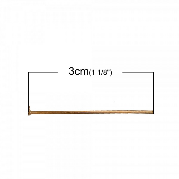 10 Pregos 30 mm cabe&ccedil;a plana banhados a ouro 14K