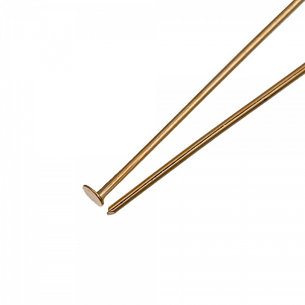 10 Pregos 30 mm cabe&ccedil;a plana banhados a ouro 14K