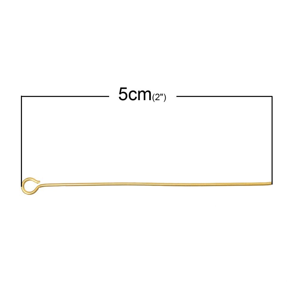 10 Pregos de 50 mm com olhal banhado a ouro de 18K