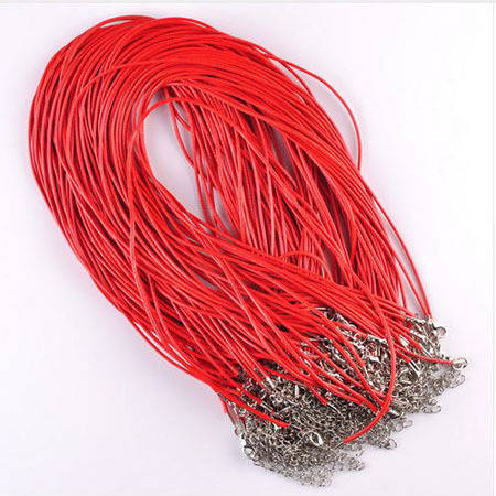 10 Colares imitação de couro diâmetro 1,5 mm 40 cm Z6-05-3 Vermelho 