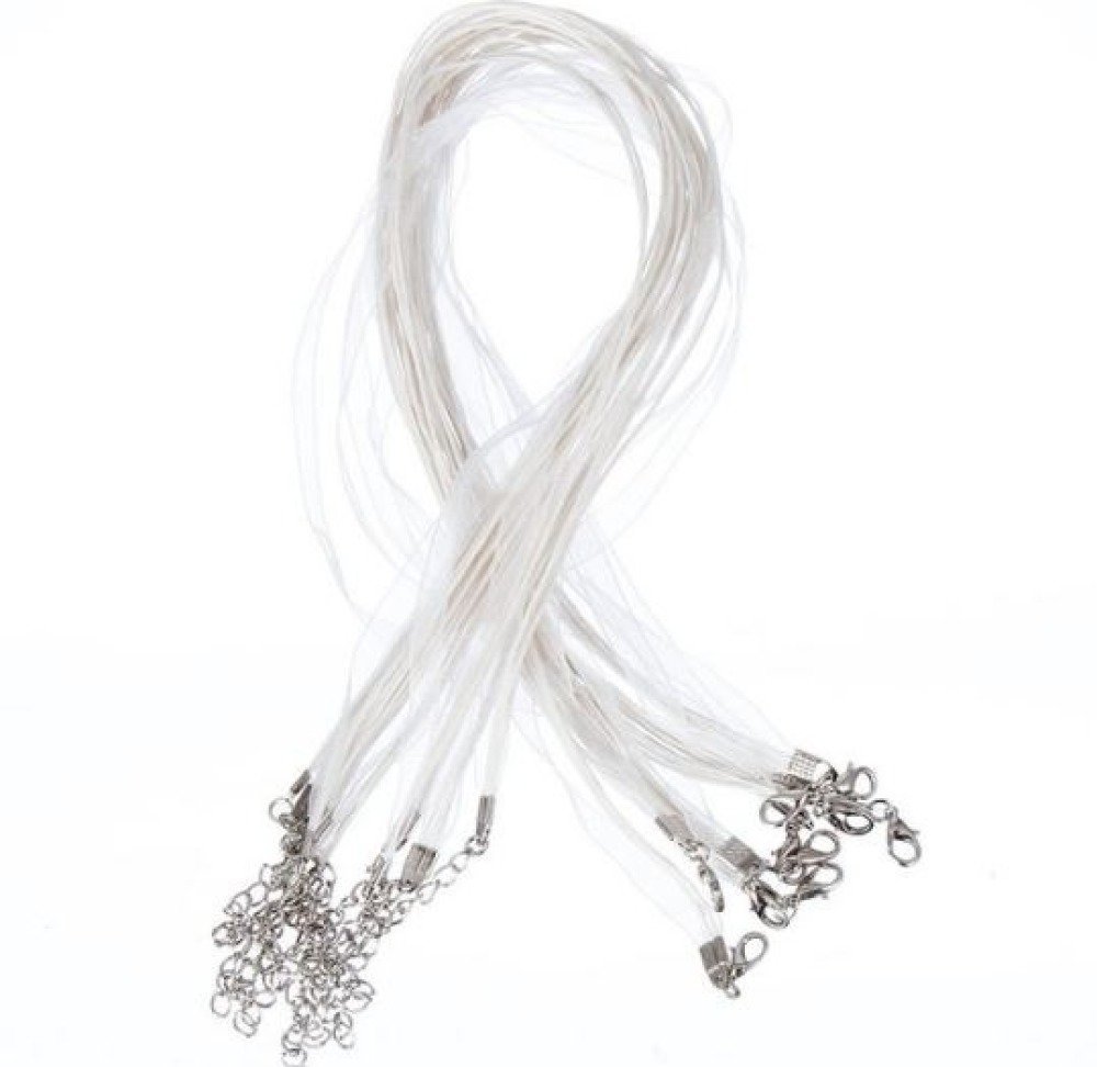 10 Colares de fita de organza e cordão encerado branco