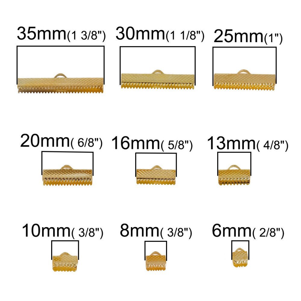 10 pontas de garra para cordão 13 x 08 mm douradas