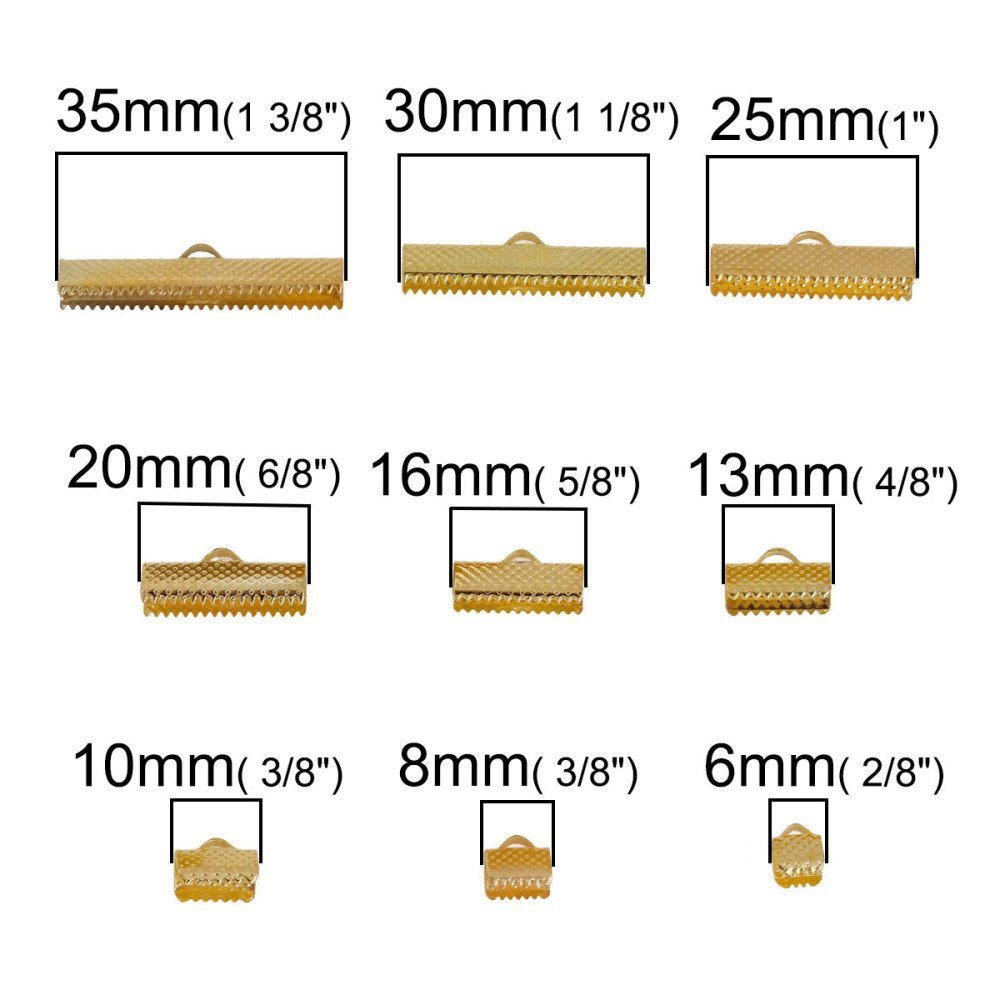 10 pontas de garra para cordão 13 x 08 mm douradas