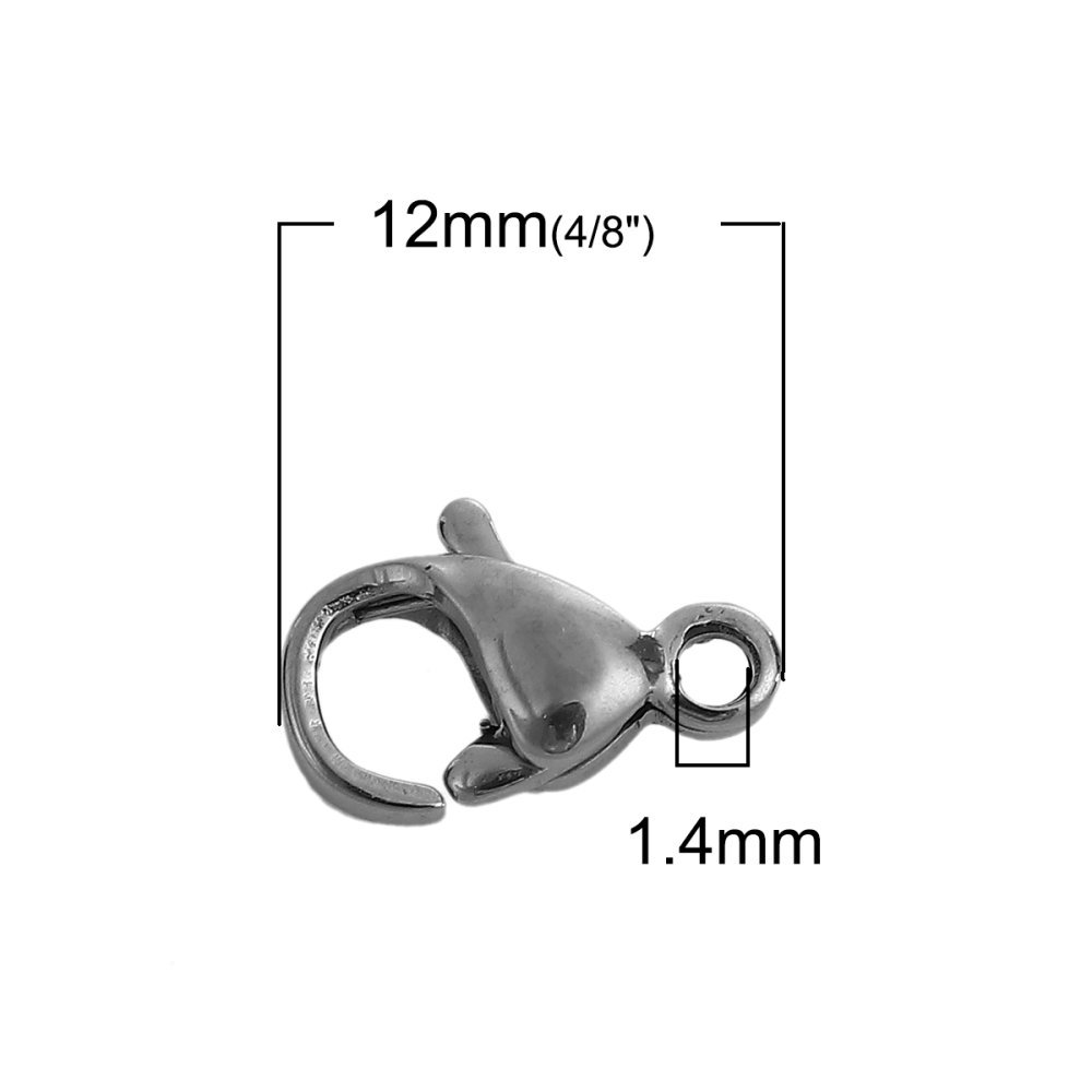 10 mosquetões de aço inoxidável 12 x 07 mm.