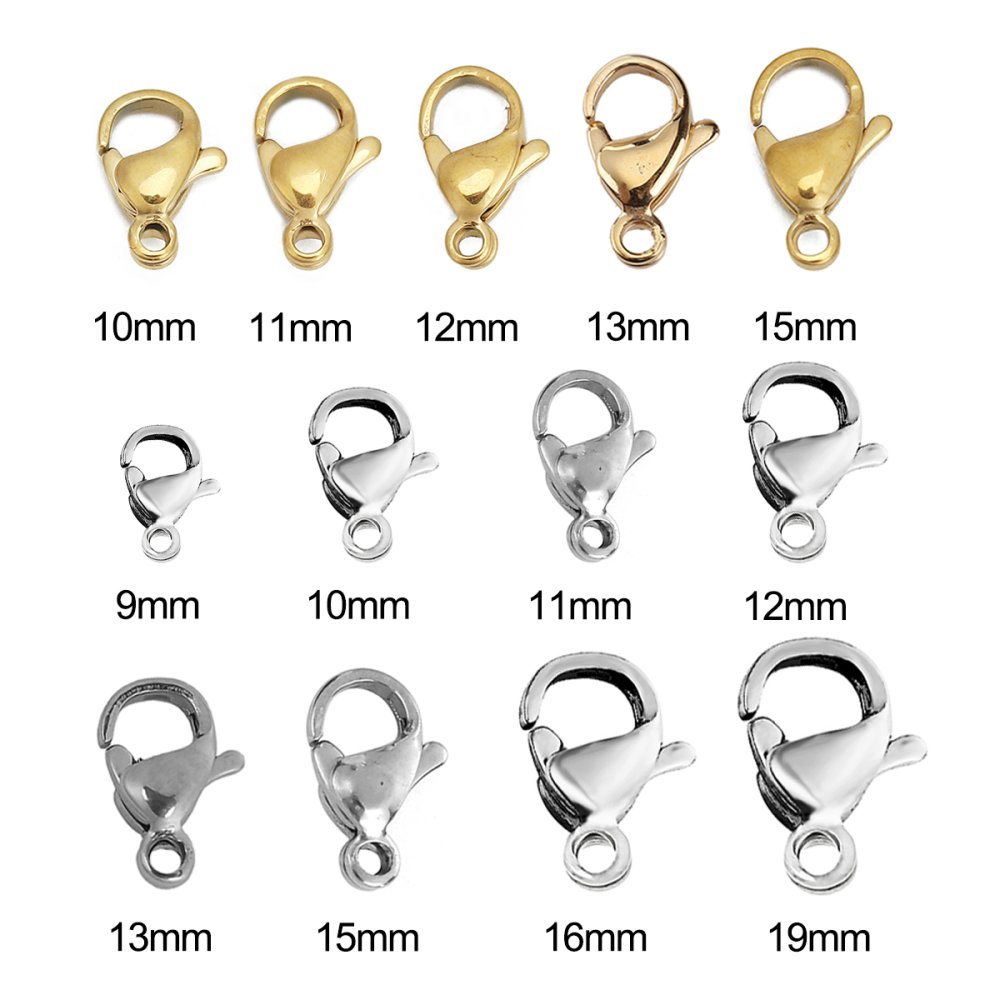 10 mosquetões de aço inoxidável 12 x 07 mm.