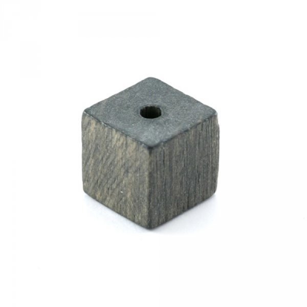 10 Contas de madeira cubo / quadrado 10 mm cinzento escuro