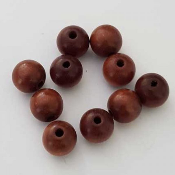 10 Perles Bois ronde 10 mm Marron N&deg;02