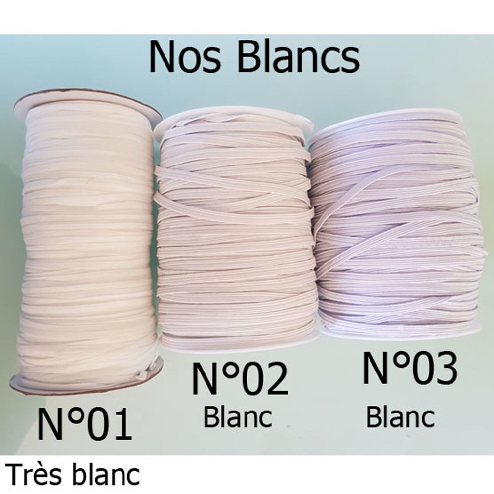 10 metros de fita elástica branca plana de 5 mm N°03