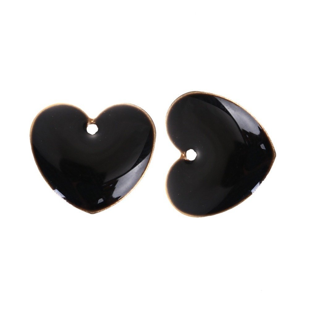 10 corações de lantejoulas prateadas esmaltadas de dupla face N°06