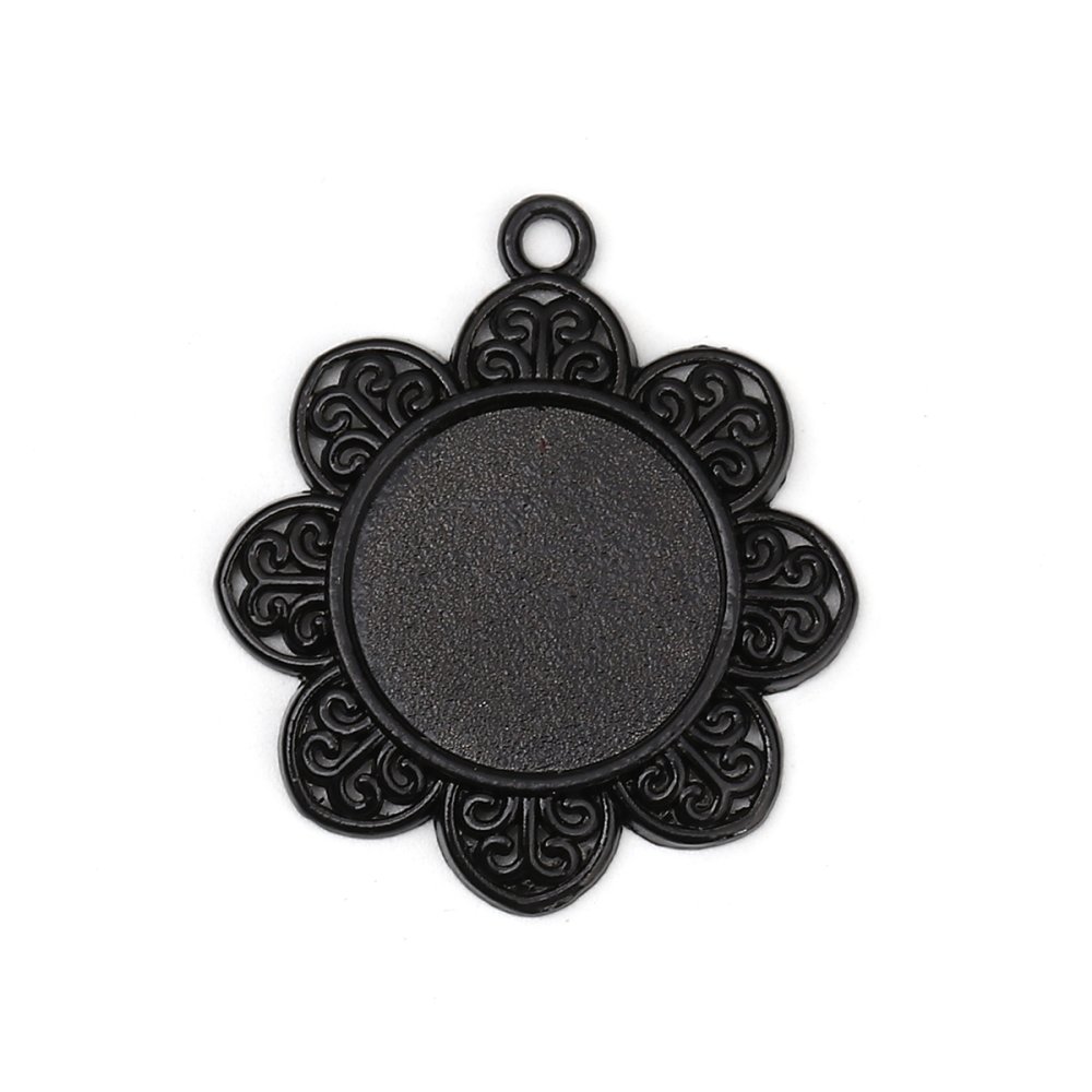 10 x 20 mm Suportes de cabochão preto, pingentes de cabochão 8500