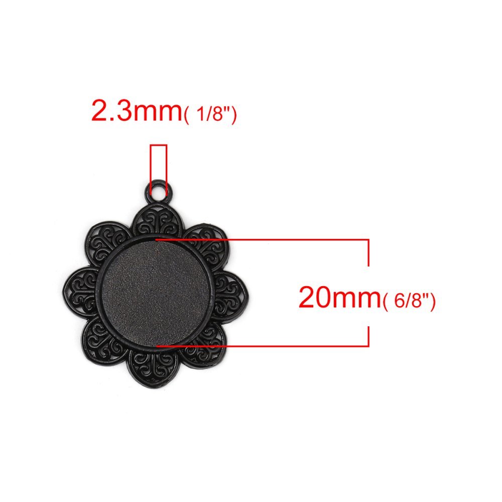 10 x 20 mm Suportes de cabochão preto, pingentes de cabochão 8500
