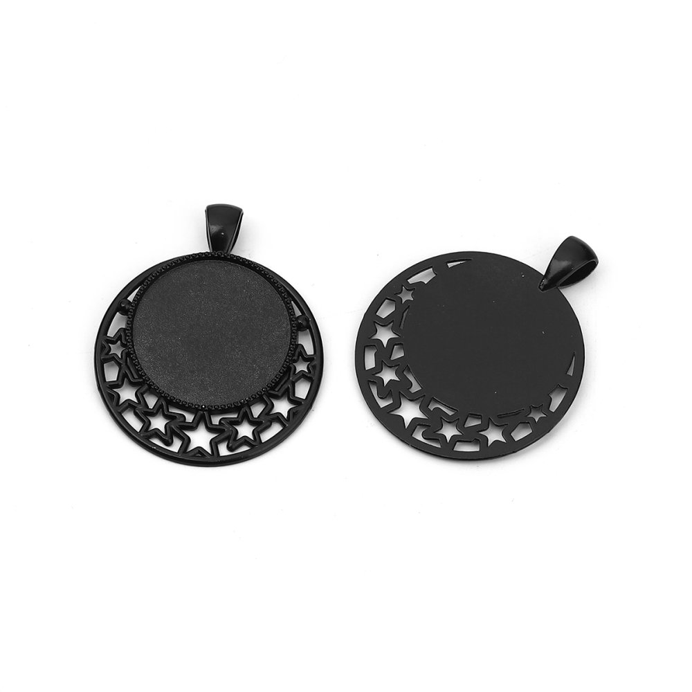 10 x 25 mm Suportes de cabochão preto, pingentes de cabochão 8501