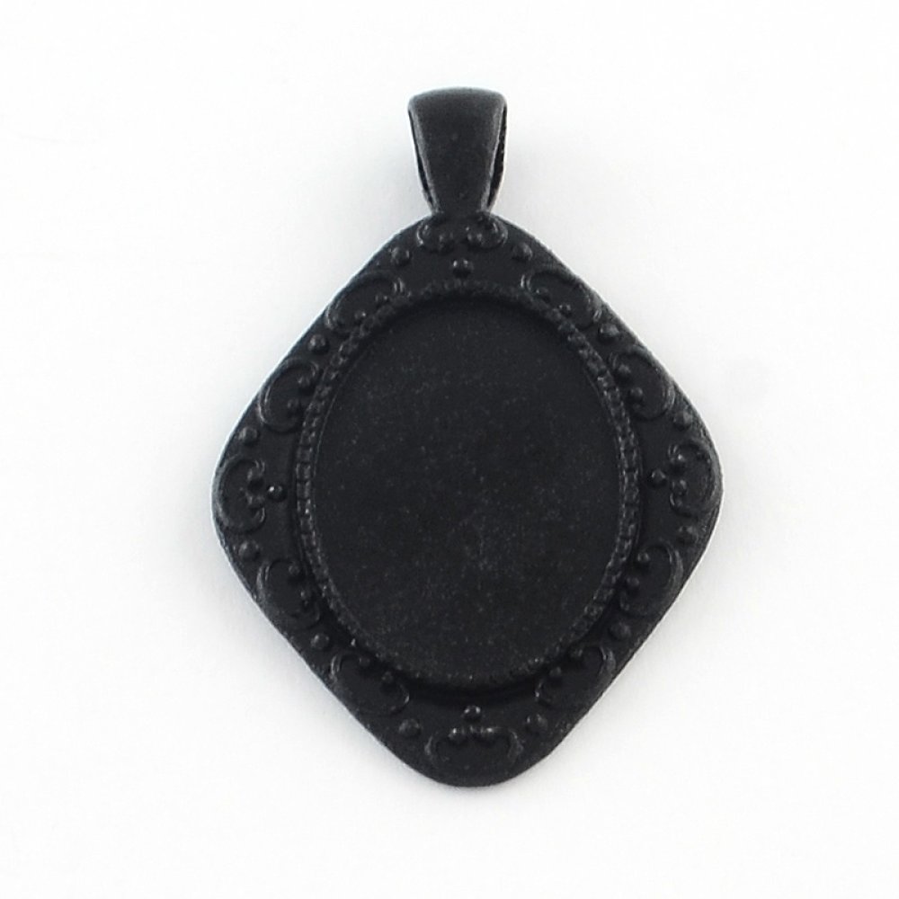 10 Porta-cabochões 25 X 18 mm Preto, pingentes de cabochão 304-20