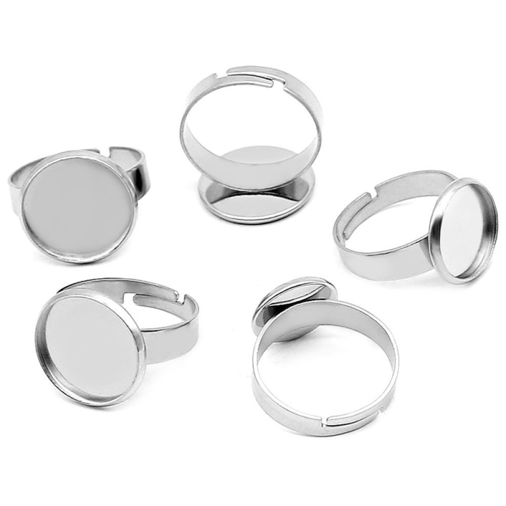 Suportes para cabochões em anel de 10 x 10 mm Prata N°04