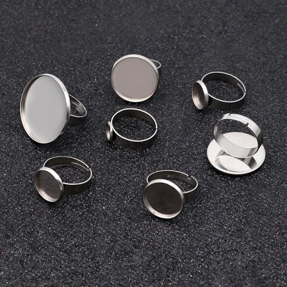 Suportes para cabochões em anel de 10 x 10 mm Prata N°04