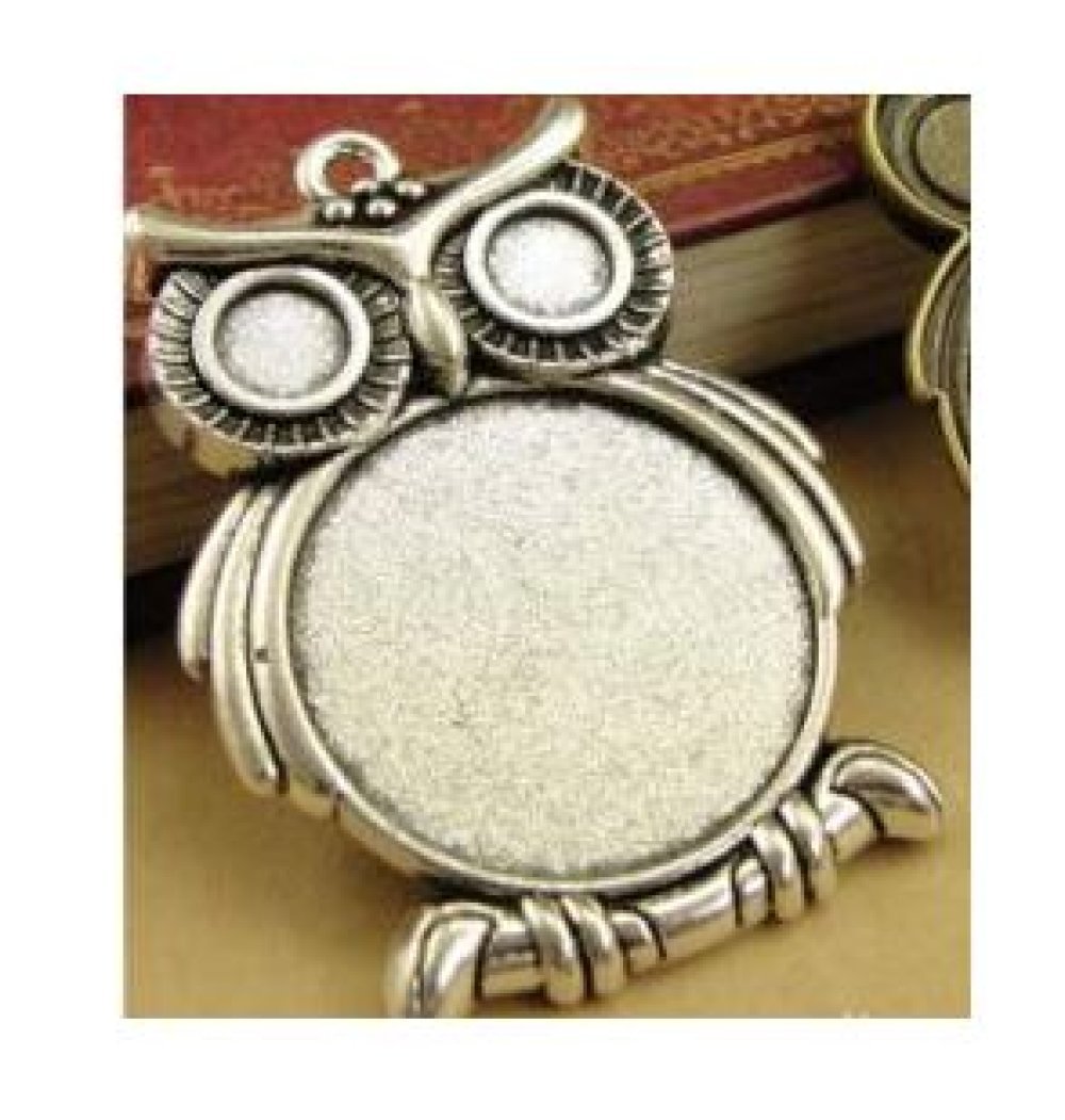 Porta-cabochões de prata de 10 x 25 mm, pingentes de cabochão