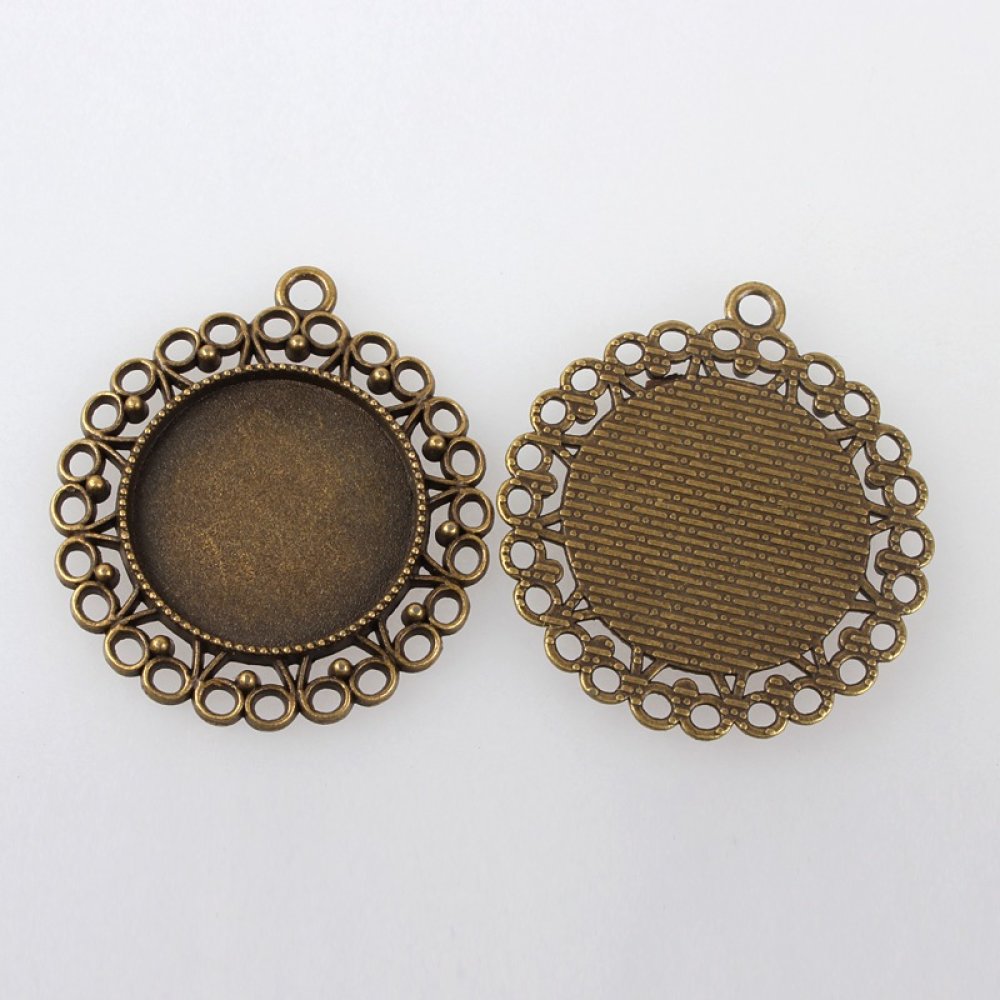 Porta-cabochões de bronze de 10 x 25 mm, pingentes de cabochão 118AB 