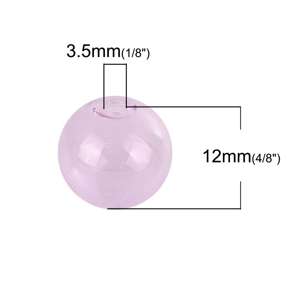 1 Bola de vidro redonda para encher 12mm Rosa