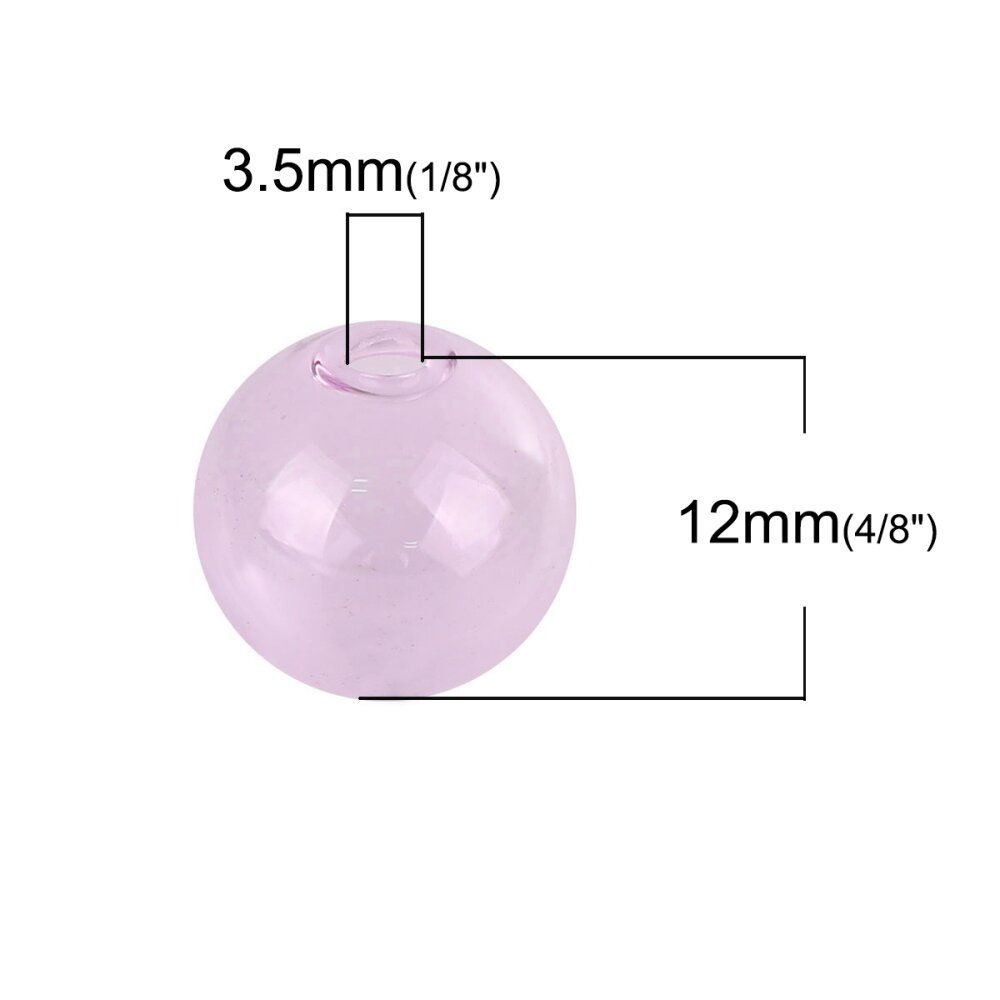 1 Bola de vidro redonda para encher 12mm Rosa