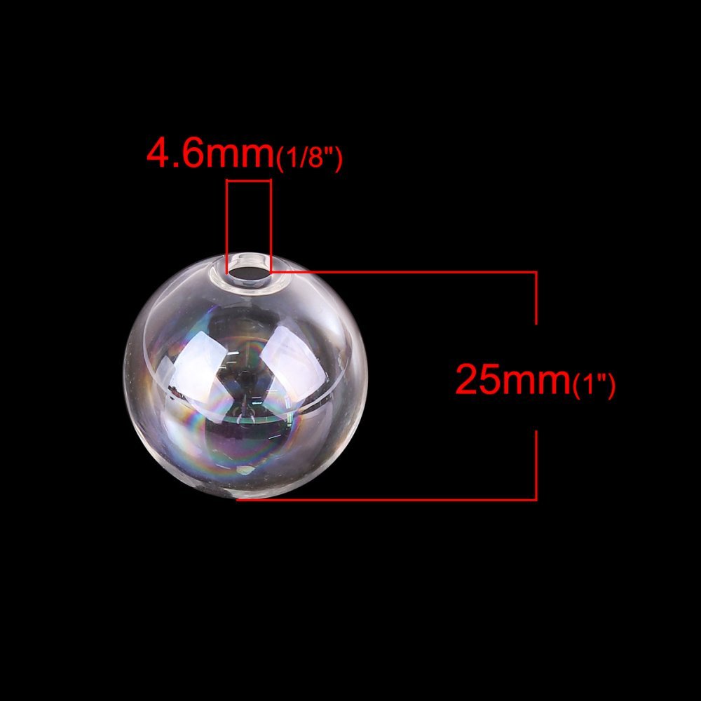 1 Bola de vidro redonda 25mm AB Transparente para encher