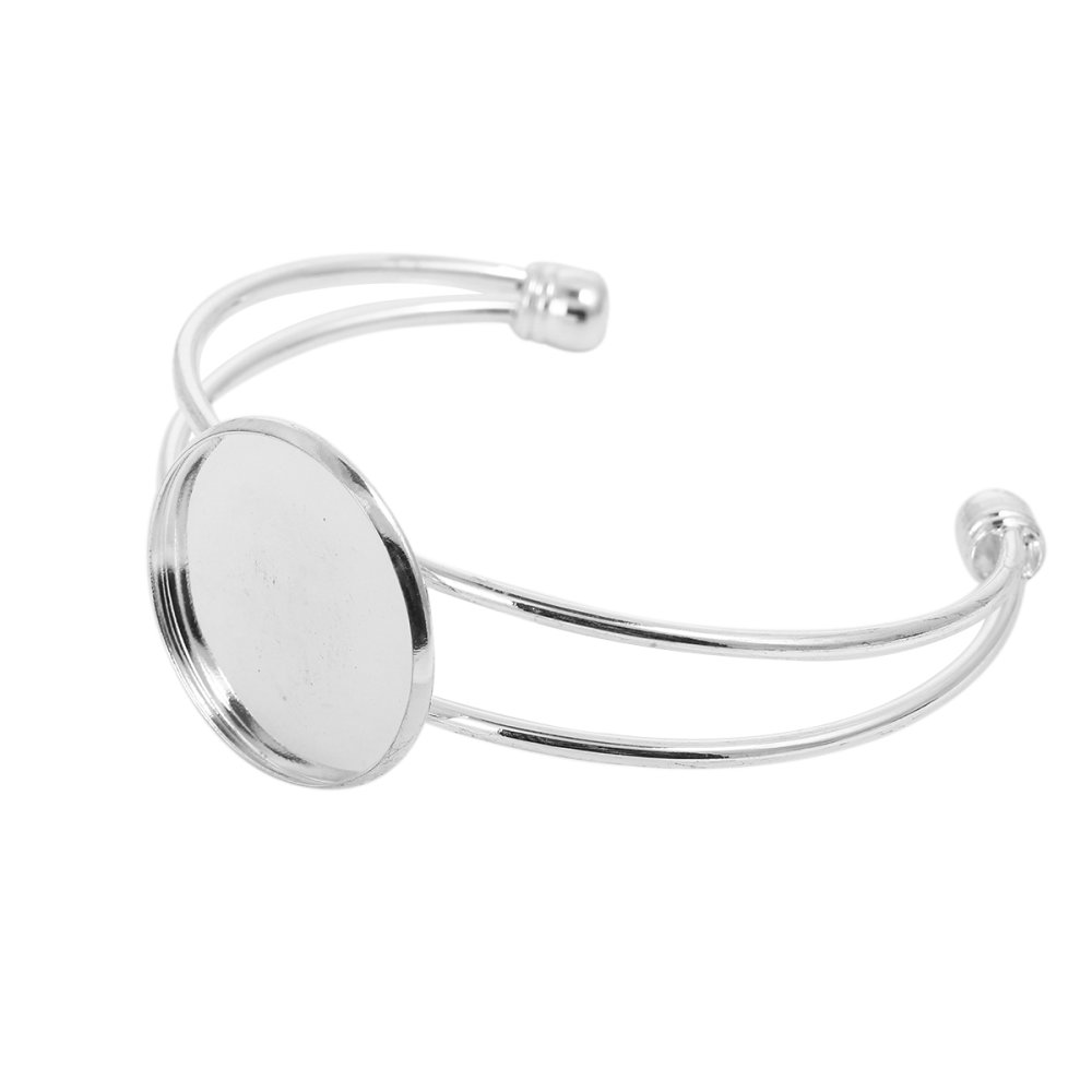 1 Pulseira de suporte de cabochão + 1 cabochão de vidro 25 mm N°01