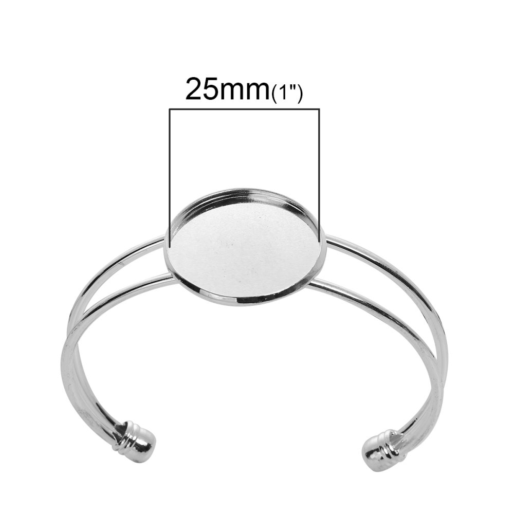 1 Pulseira de suporte de cabochão + 1 cabochão de vidro 25 mm N°01