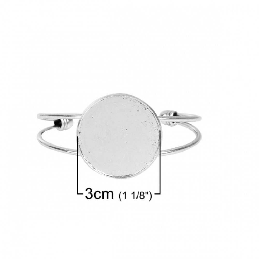 1 Pulseira de suporte de cabochão + 1 cabochão de vidro 30 mm N°01