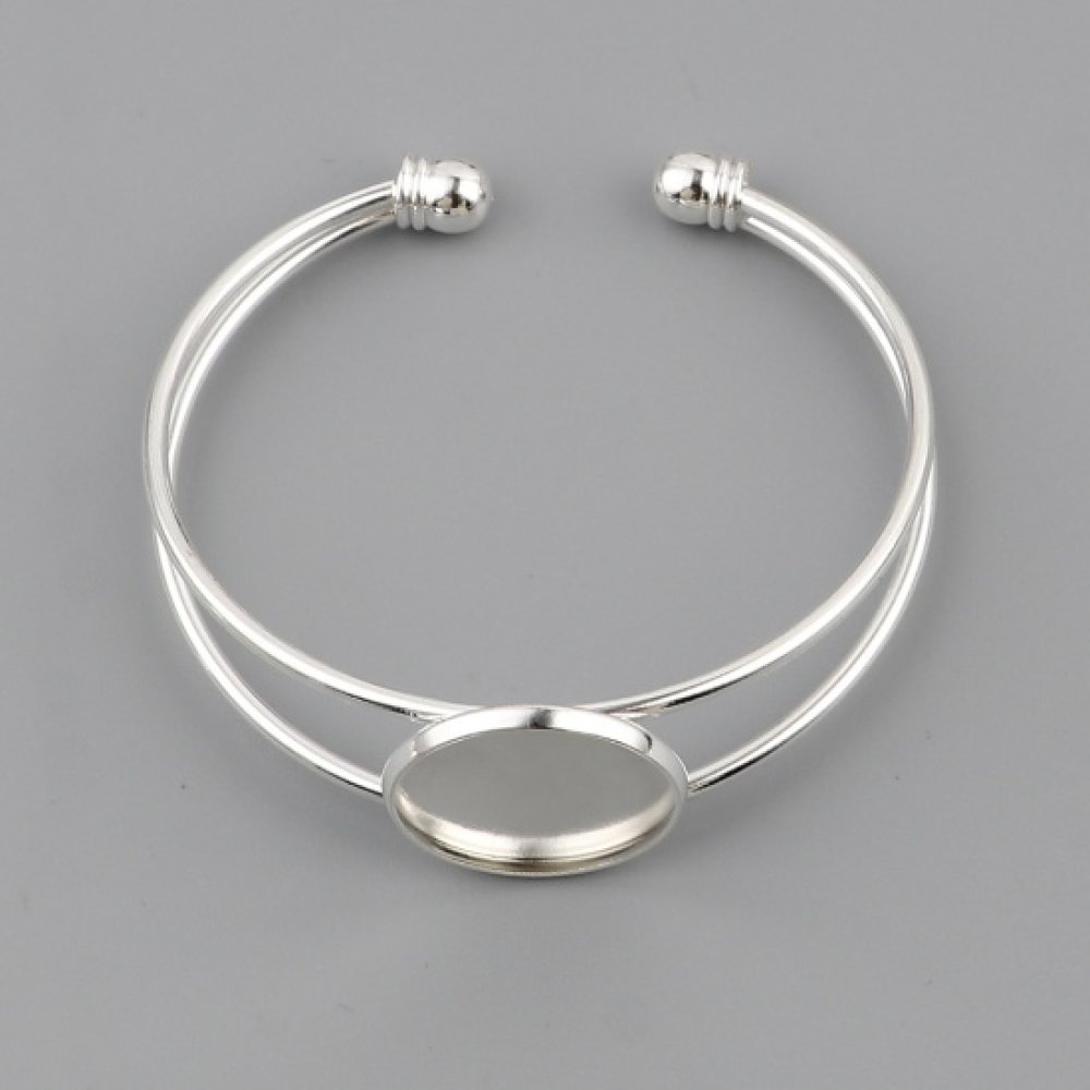 1 Pulseira de suporte de cabochão + 1 cabochão de vidro 20 mm N°01