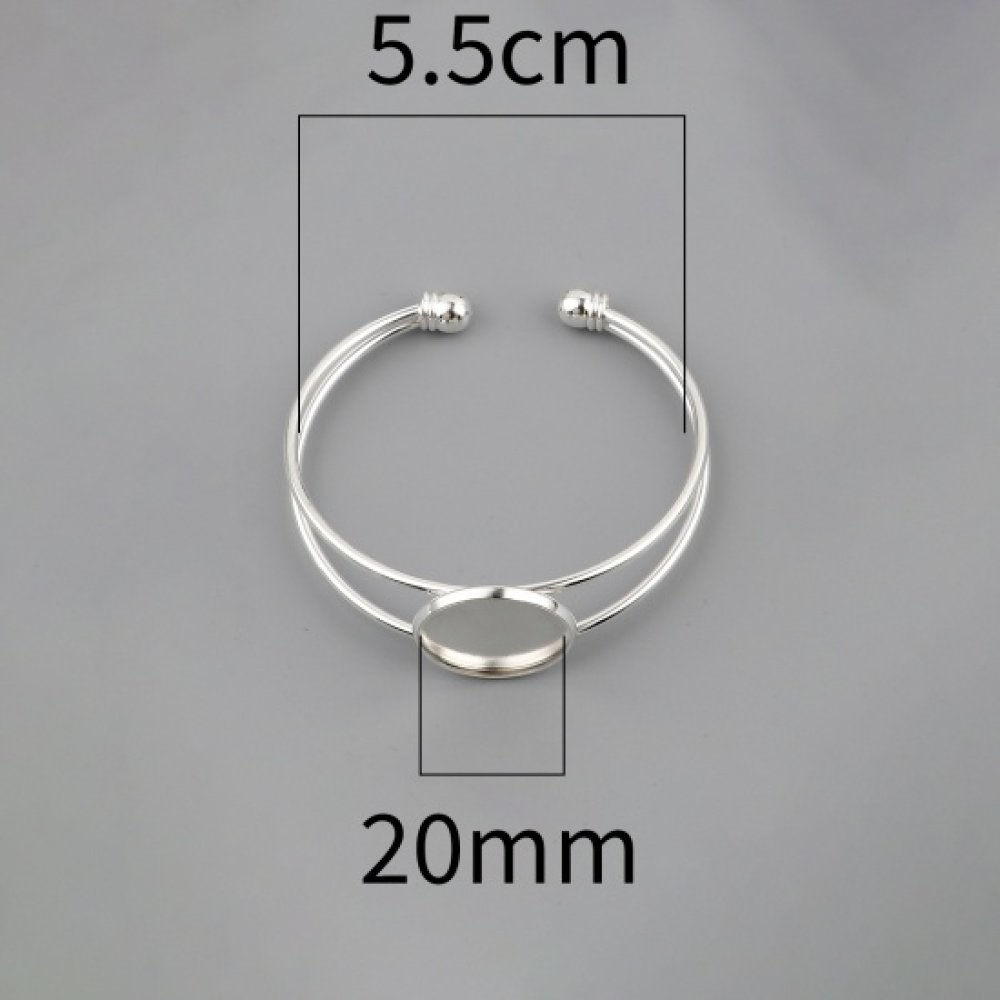 1 Pulseira de suporte de cabochão + 1 cabochão de vidro 20 mm N°01
