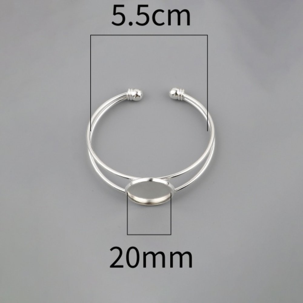 1 Pulseira de suporte de cabochão + 1 cabochão de vidro 20 mm N°01